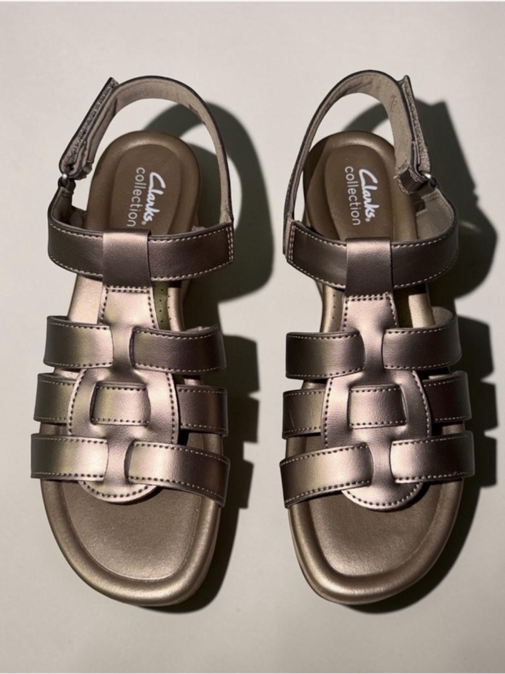 Clarks Bronze Metallic Woven Slingback Sandals